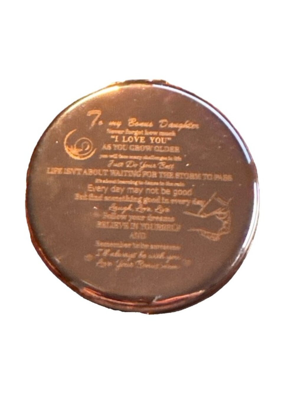 To My Bonus Daughter Engraved Compact Mirror Rose Gold